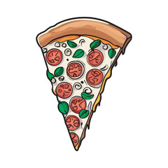 illustration vector slice of pizza hand drawn art style