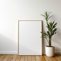 Blank vertical poster frame mockup in cozy home interior background. Photo Frame Mockup in the white wall background