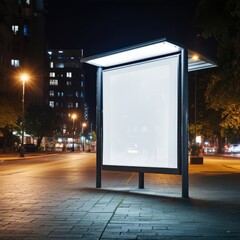 Blank white vertical digital billboard poster mockup on the roadside in the city. Billboard poster mockup for advertisement, marketing