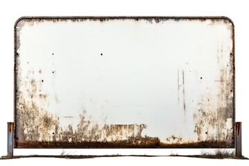 Old rusted metal blank billboard advertisement on white background Generative AI