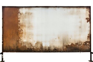 Old rusted metal blank billboard advertisement on white background Generative AI