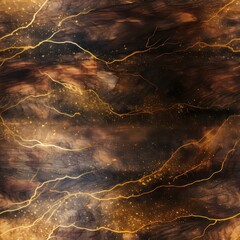 Seamless abstract decorative wooden texture with golden elements pattern background