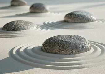 Tuinposter Round stones on the sand  © Olya Fedorova