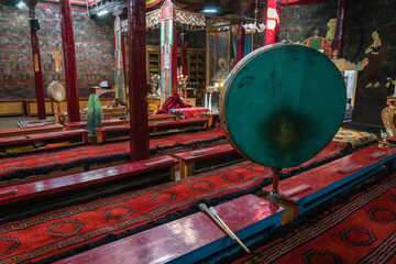 Prayer hall in Chimre Monastery, Thangkas, Buddhist Art, Tibetan Buddhism