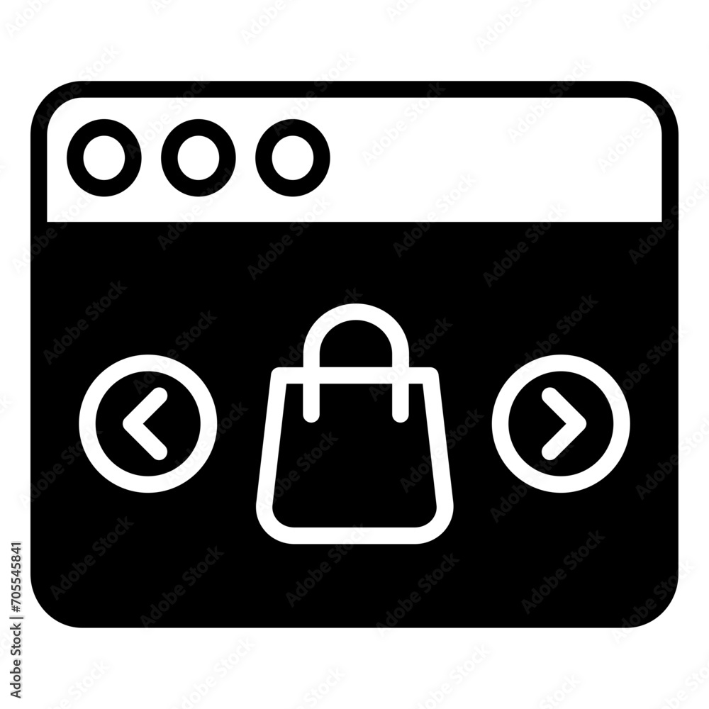 Poster online shopping bag solid glyph icon