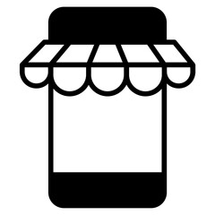 Mobile store solid glyph icon