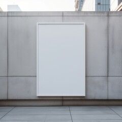 blank white billboard advertising banner mockup on the building wall. Template of advertisement billboard