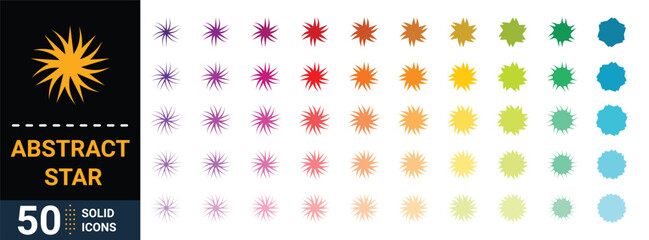 Abstract colorful star flat icon collection - Vector