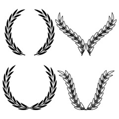 Set of laurel wreaths. Vector illustration. EPS 10.