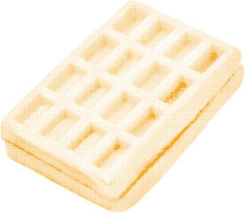 Belgian rectangular waffle, isolated on white background