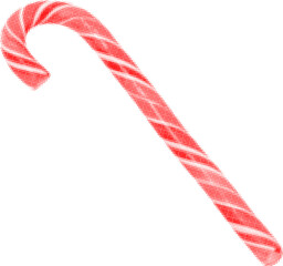 christmas red striped staff, isolated on white background