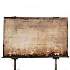 Old rustic blank billboard advertisement sign on white background Generative AI