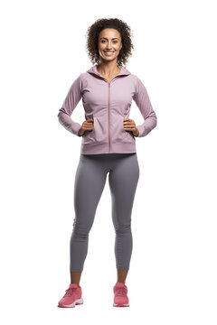 A confident female fitness instructor Isolated