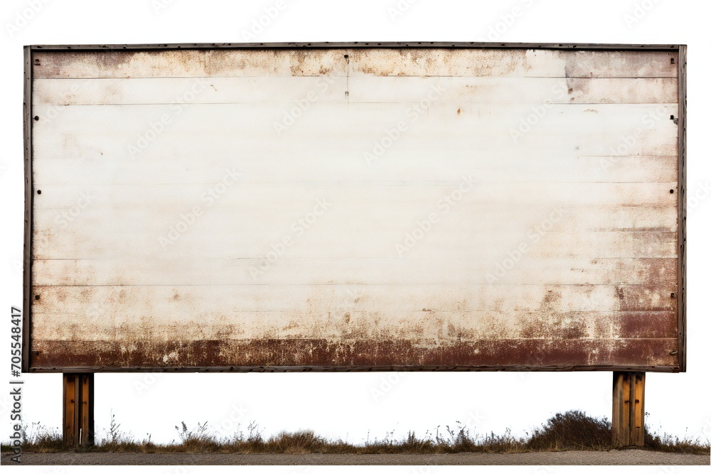 Wall mural old rustic blank billboard advertisement sign on white background generative ai