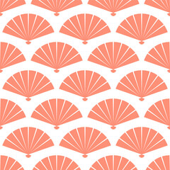 Naklejka premium Seamless pattern with pink japanese fans