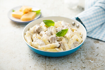 Pasta with chicken and cream sauce
