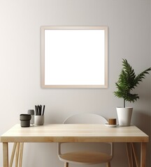 Blank vertical poster frame mockup in cozy home interior background. Photo Frame Mockup Luxurious with white wall background