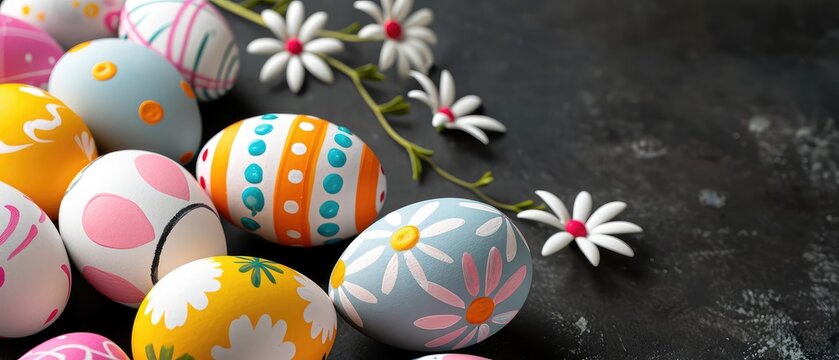 Easter eggs on a dark background