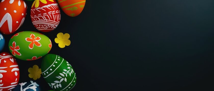 Easter eggs on a dark background