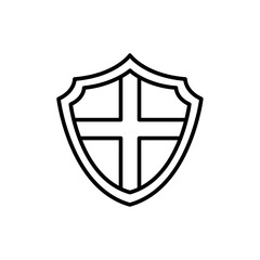 Iron shield outline icons, minimalist vector illustration ,simple transparent graphic element .Isolated on white background