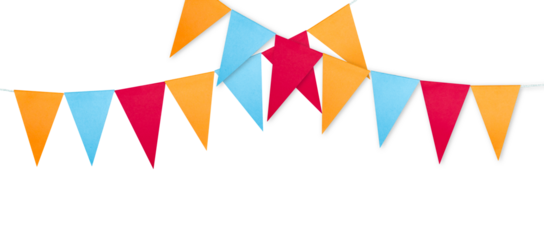 colorful party flags copy space