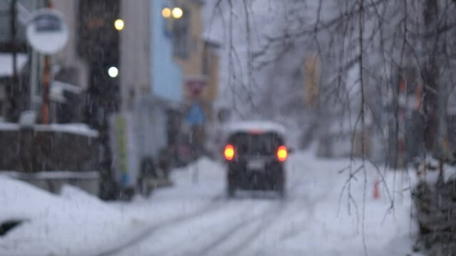 雪が降る風景　街並み