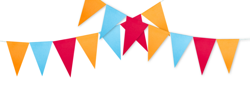 colorful party flags copy space