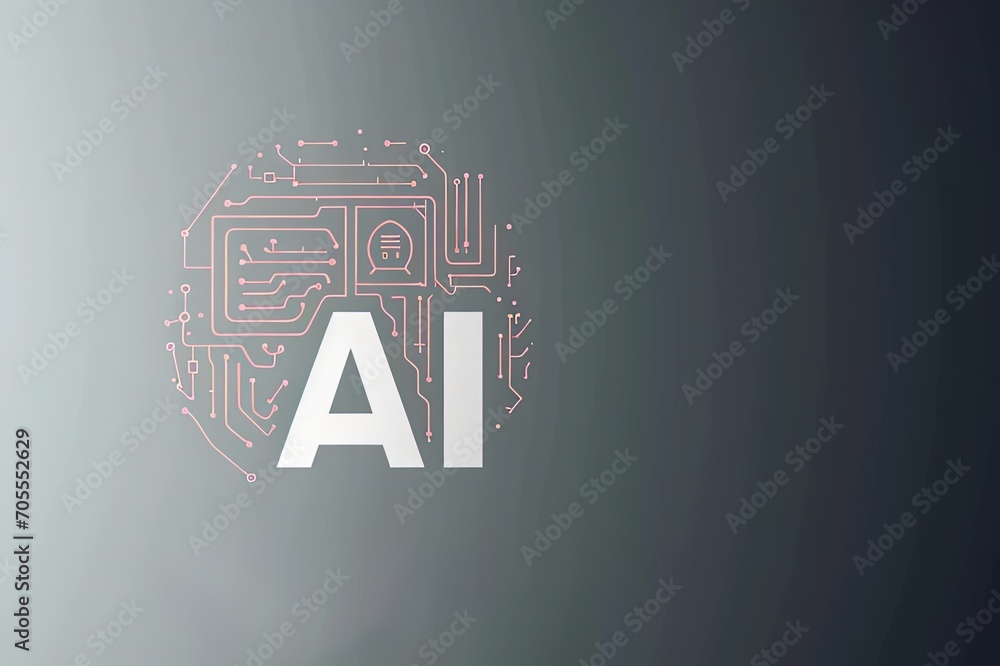 Aufkleber Abstract AI concept with circuit pattern over a gradient background.
