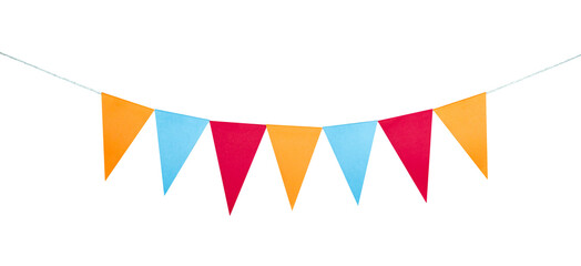 Hanging party flag isolated element