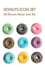 20 Donuts vector icon set
