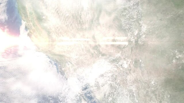 Zoom in from space and focus on Chino Valley, Arizona, USA. 3D Animation. Background for travel intro. Elements of this image furnished by NASA.