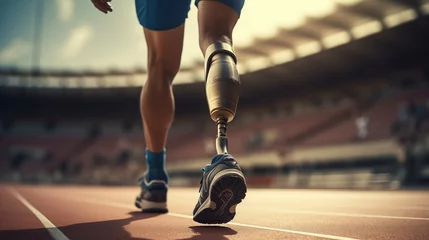 Fotobehang runner with prosthetic leg on the stadion © Lusi_mila