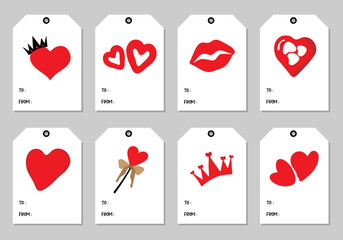 Set of calligraphic Happy Valentine's Day. Happy Valentines Day lettering card, stickers, badge, labels, tags and more. 
