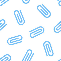 Seamless pattern with blue paperclip