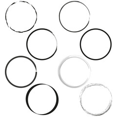 Grunge circle brush ink frames set. Vector illustration. EPS 10.