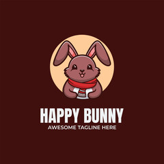 Fototapeta premium Happy Bunny Mascot Logo Design