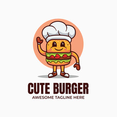 Cute Burger Mascot Logo Design