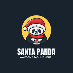 Santa Panda Mascot Logo Design