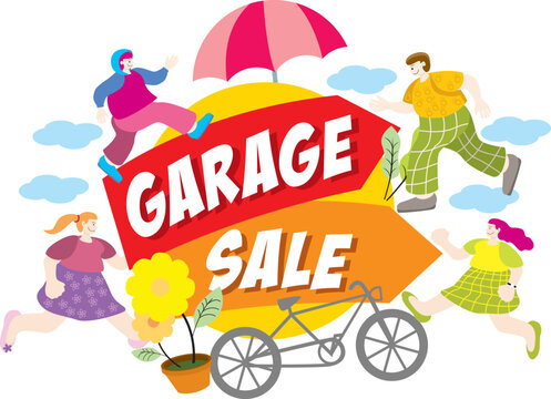 full color template garage sale vector illustration