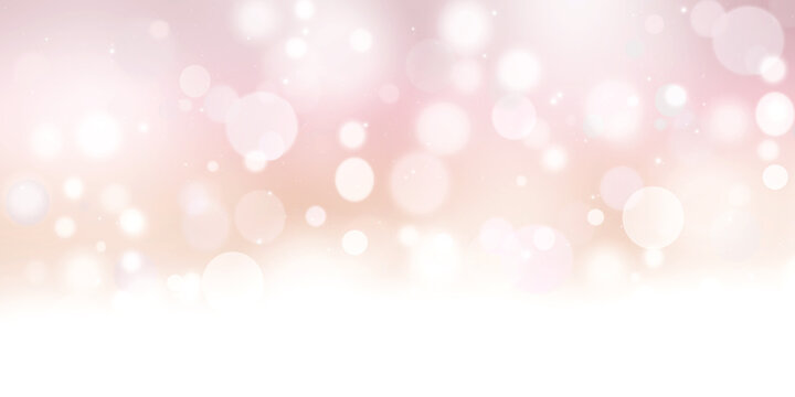 Beautiful festive background image with sparkles and bokeh in pastel pearl and pink colors