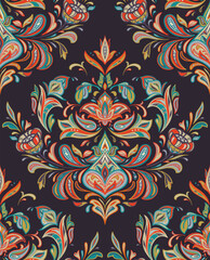 Vector colorful seamless pattern with oriental ornament. Beautiful endless background