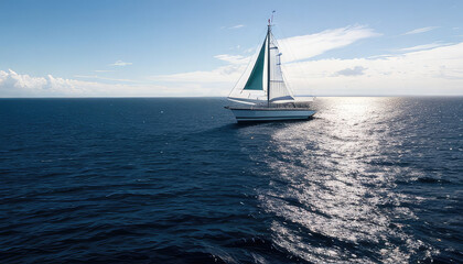 Luxury white yacht in ocean