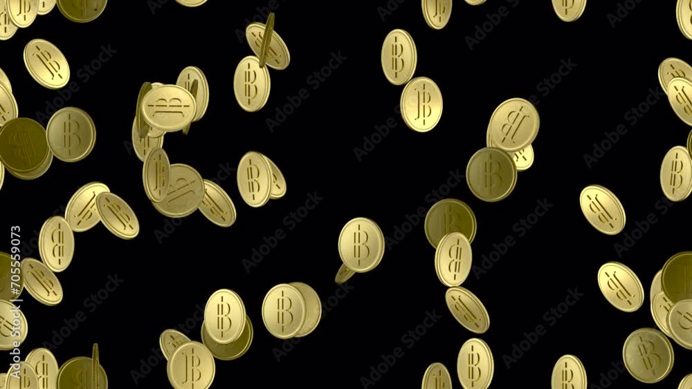 Aufkleber bhat money gold coin loop tile swirl with alpha. this 3d animation with an alpha channel is loopable
