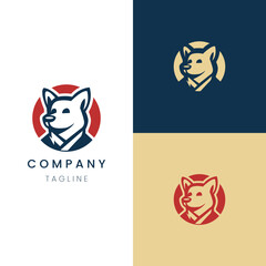 Visual Artistry Dog Logo Depicting Gentleness and Courage