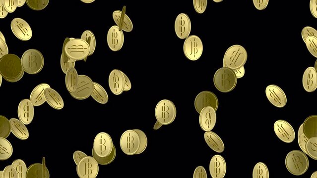Bhat Money gold coin LOOP TILE  Swirl with alpha. This 3d animation with an alpha channel is loopable and tileable