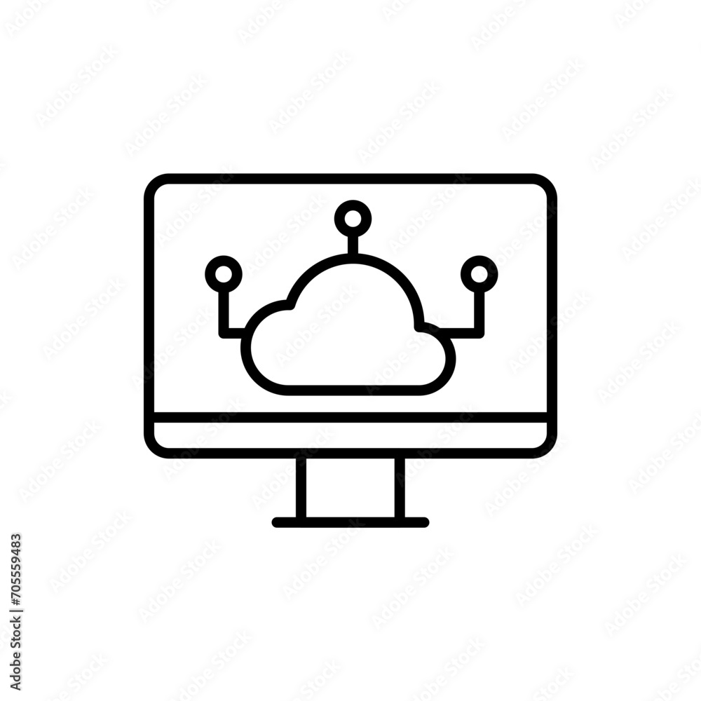 Poster cloud computing outline icons, minimalist vector illustration ,simple transparent graphic element .i