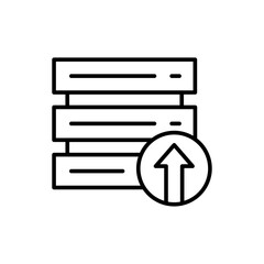Upload database outline icons, minimalist vector illustration ,simple transparent graphic element .Isolated on white background