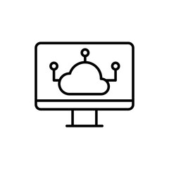 Cloud computing outline icons, minimalist vector illustration ,simple transparent graphic element .Isolated on white background