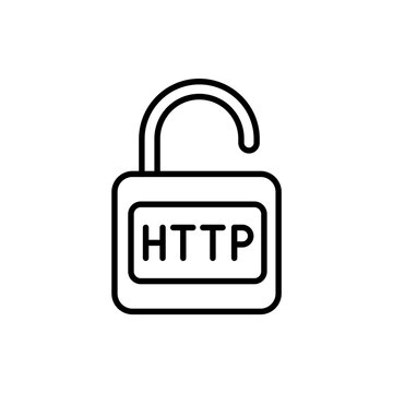 Http security outline icons, minimalist vector illustration ,simple transparent graphic element .Isolated on white background