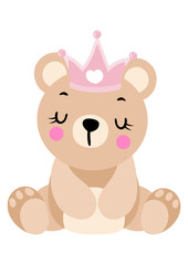 Princess teddy bear sitting with crown
